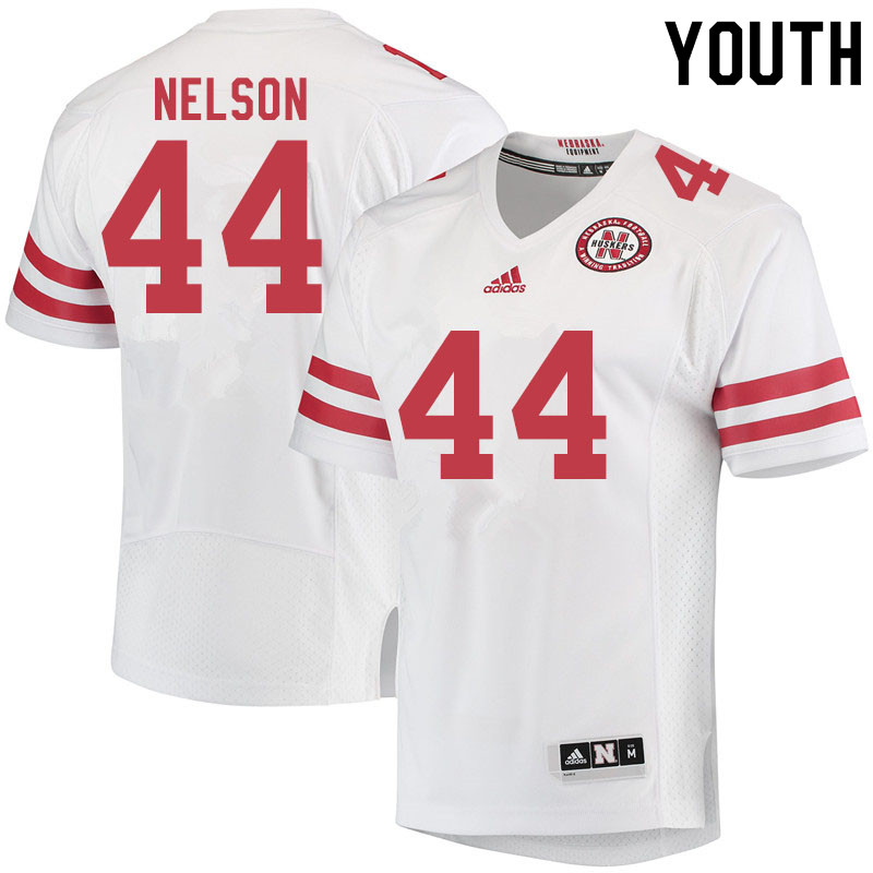 Youth #44 Garrett Nelson Nebraska Cornhuskers College Football Jerseys Sale-White
